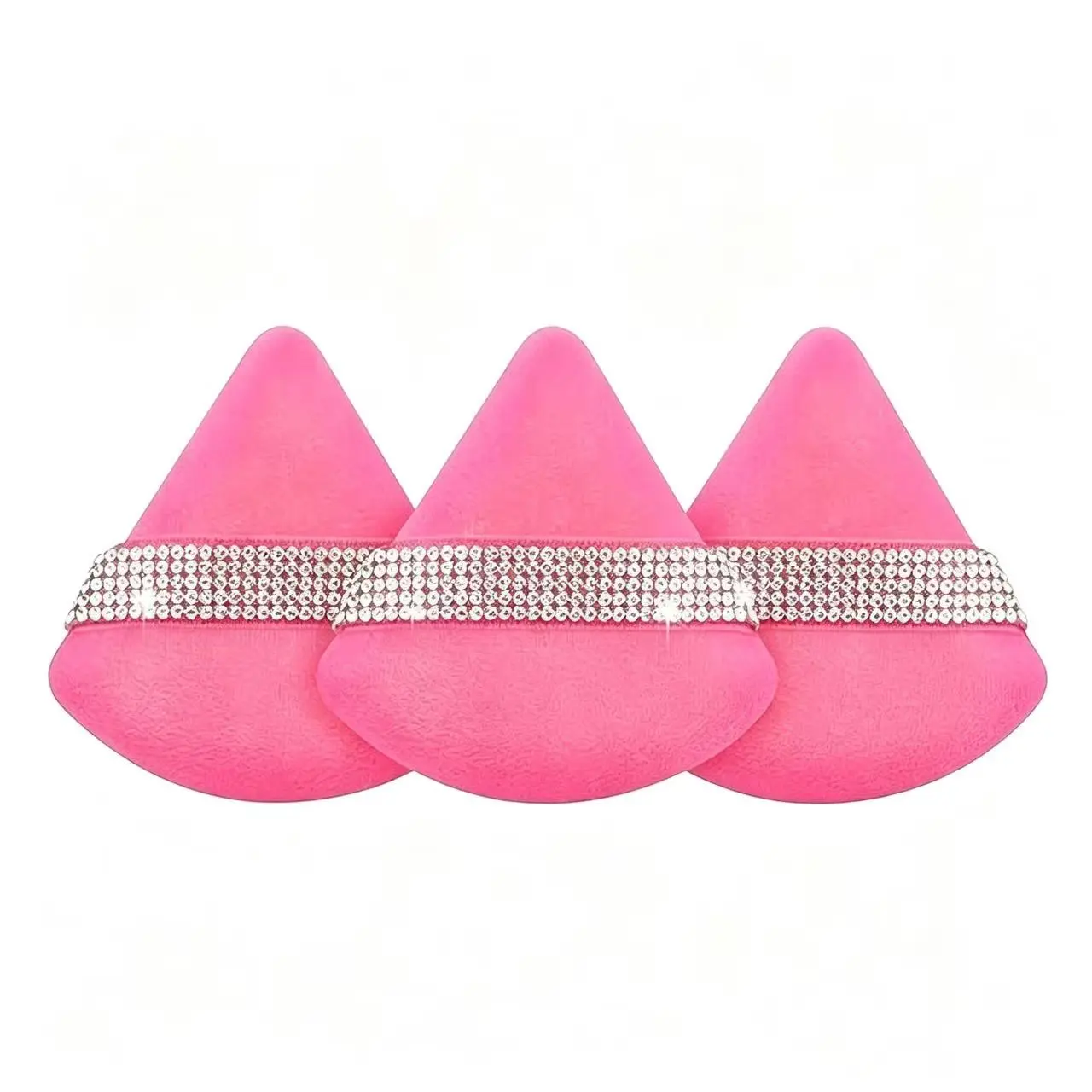 Luxurious Diamond Triangle Powder Puff Set, Soft Velvet Cosmetics Makeup Tools, Ideal for Mineral Body Powder and Wet/dry Effects