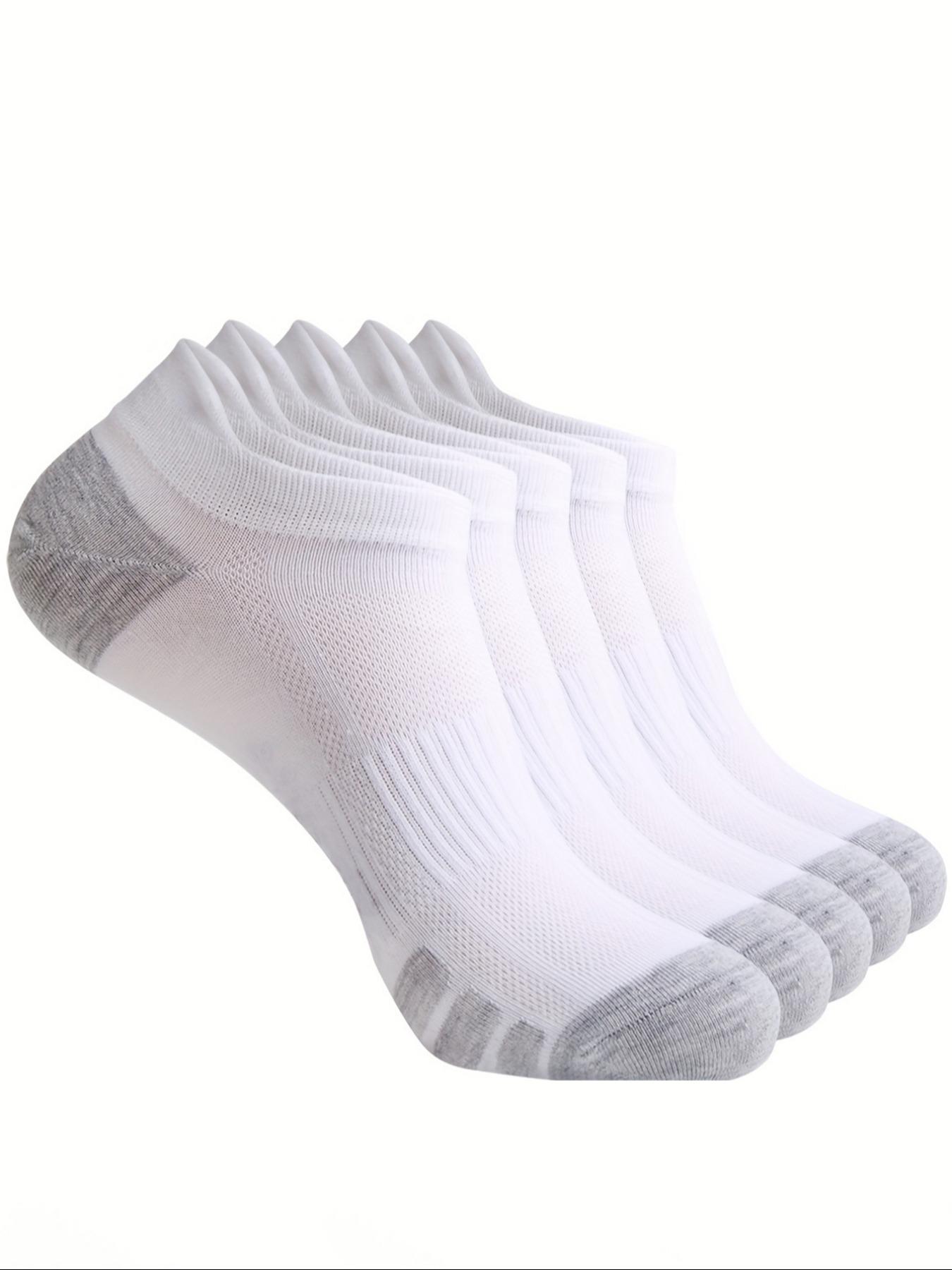 Men's Patchwork Print Ankle Socks, Casual Moisture Wicking Low Cut Socks for Daily Wear, Soft Comfy Breathable Fabric Socks for All Seasons, White Socks