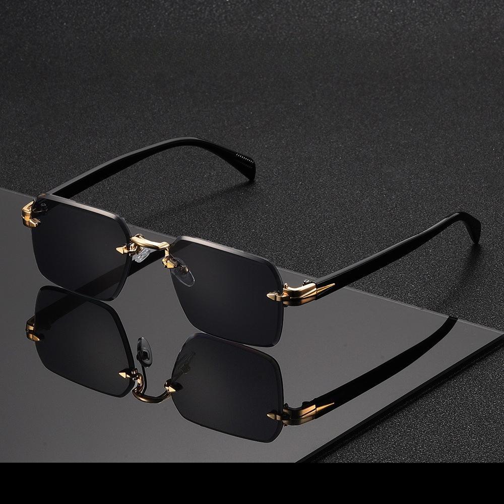Retro Rectangle Sunglasses Men Fashion Vintage Rimless  display picture 1
