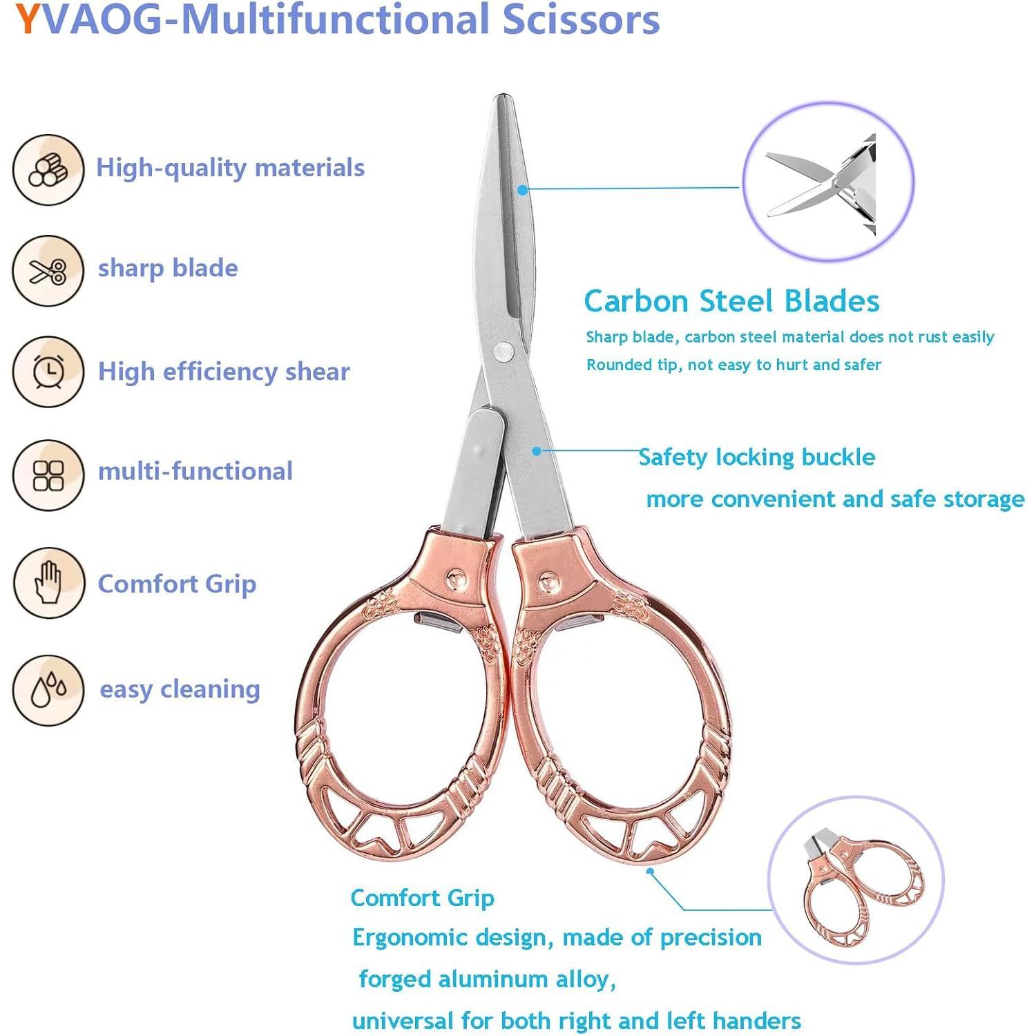 2 count Small , Foldable Travel Mini Folding Scissor for , Office, Outdoor, Nurse, Portable Pocket  Nurse Accessories (rose )