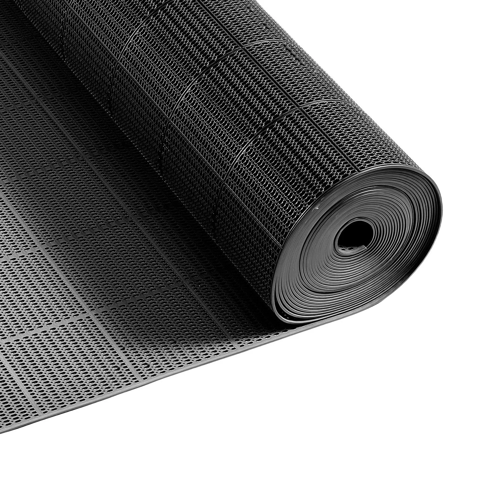 Drainage Floor Mat Roll 3 X 50 Ft, PVC Non-Slip Commercial Wet Area Floor Mat For Outdoor And Indoor Use, Water Drain Splash Matting, Hollow Doormat Roll, Ideal For Kitchen, Restaurant, Poolside, Patio, Bathroom, Washroom, Black, All Weather Waterproof No