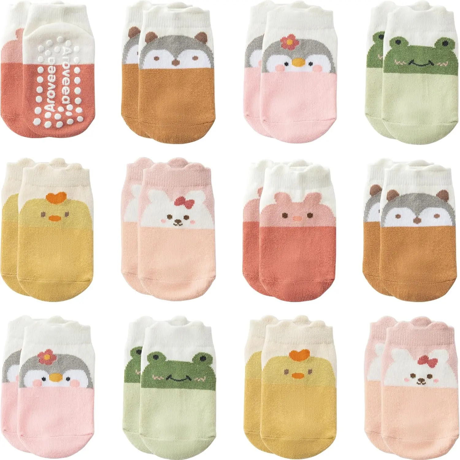 Baby Toddler Cotton Ankle Socks, 12-Pack Non-Slip Grip Sole, Prop 65 Safe for Boys & Girls (6M-7Years), Ankle Fit