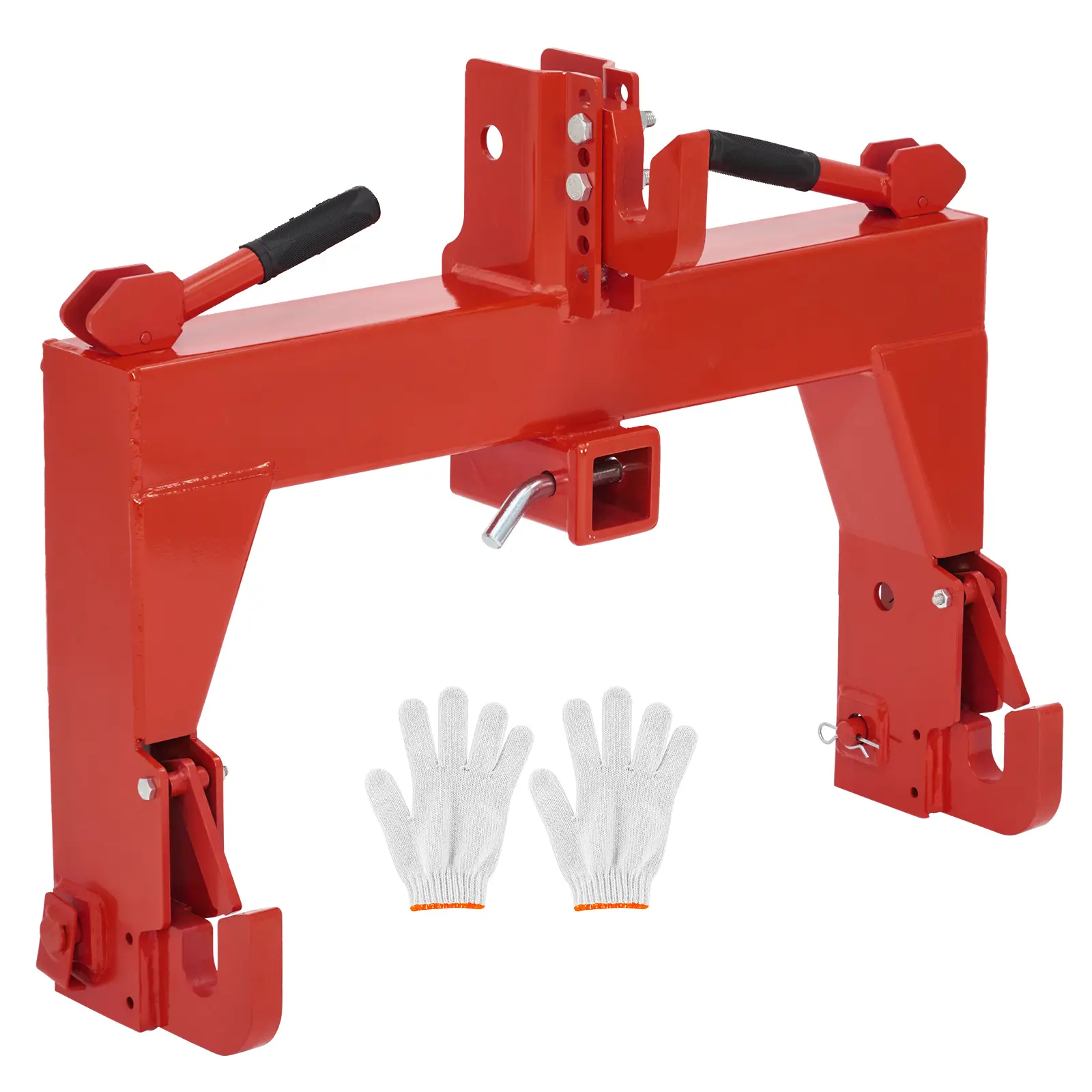 3000LBS 3-Point Quick Hitch, Orange Reinforced Tractor Hitch with 5-Level Adjustable Bolt, Dual 2” Receivers Fit Cat 1 Cat 2 Farm Tractor Attachments