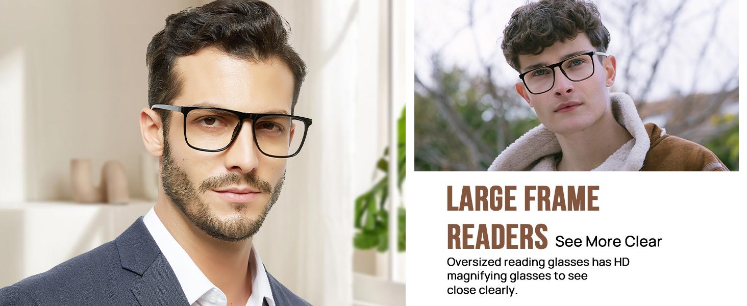 Oversized 2.75 Reading Glasses Men Big Square Readers for Large Head 1.0 1.25 1.5 1.75 2.0 2.25 2.5 2.75 3.0 3.5 4.0 5.0 6.0 (Black, 275)