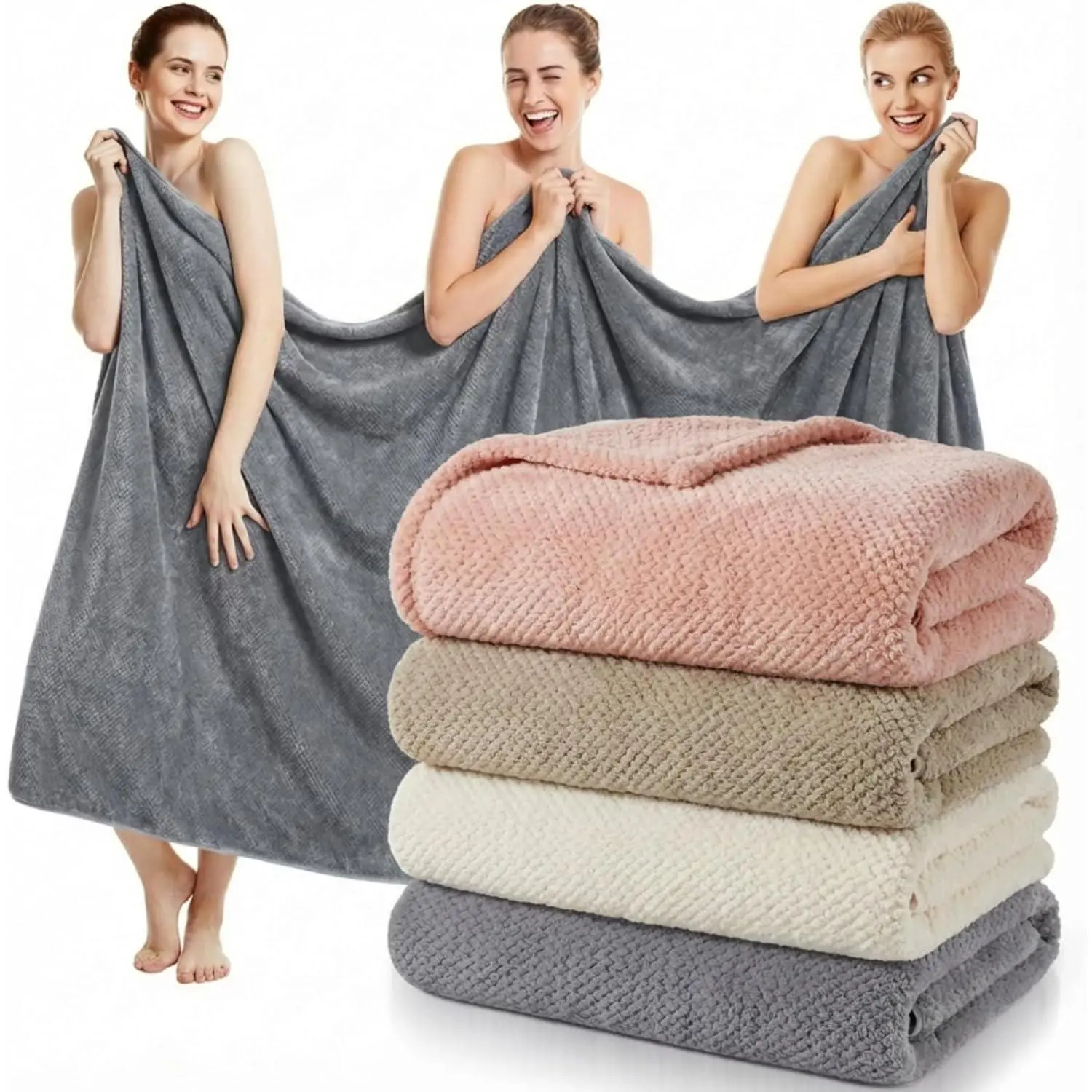 4 Pcs Oversized Bath Towels 40'' x 80'' Extra Large Bathroom Sheet Towels for Adults Quick Dry Soft Absorbent Fluffy Microfiber Shower Sheet for Beach Hotel Spa(Warm Colors)