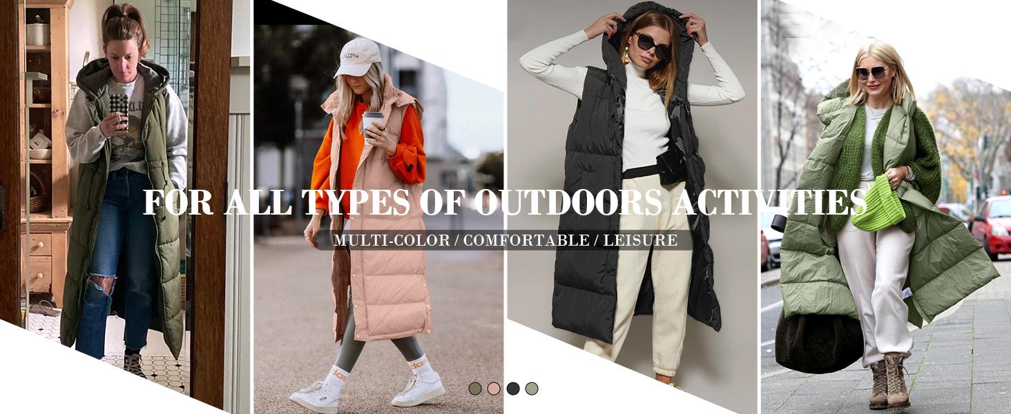 Imily Bela Women's long Quilted Vest hooded sleeveless Button Down puff vest cotton padded jacket winter coat