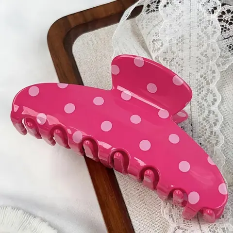 Vintage Polka Dot Large Hair Clip, Leopard Print Large Hair Claw Clip, Non-Slip Hair Accessory, Cute Hair Clips, Cute Polka Dot Hair Clip, Y2K Style Retro Hair Accessories for Women