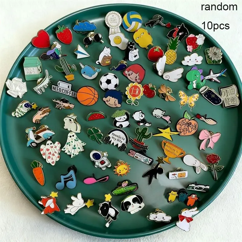 10 Pcs Enamel Pins Set, Alloy Cute Pins, Fashion Accessories, Japanese Style Metal Badges, Mini Lapel Pins, Cartoon Pins Gift