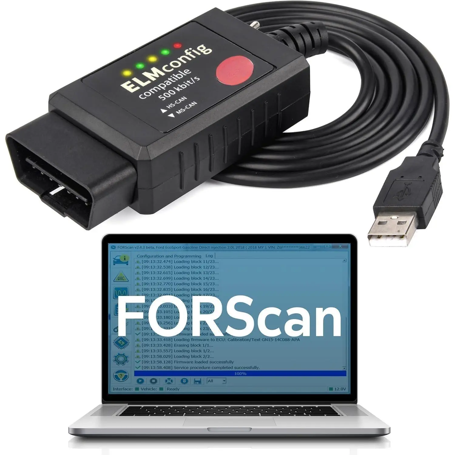 FORScan ELM327 OBD2 to USB Diagnostic Scan Tool MS-CAN/HS-CAN | DTC Fault Code Reader with  for  Lincoln Mazda Mercury  Diagnostics