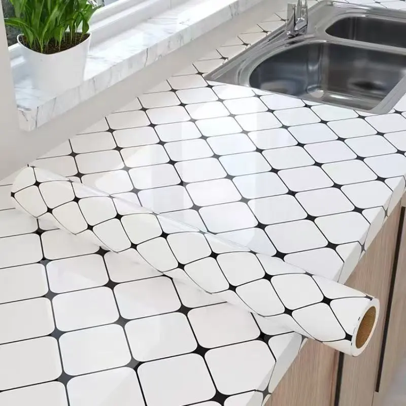 Kitchen Countertop Waterproof Oil-Resistant Wallpaper, Heat-Resistant Flame-Retardant Moisture-Proof Self-Adhesive Wall Sticker