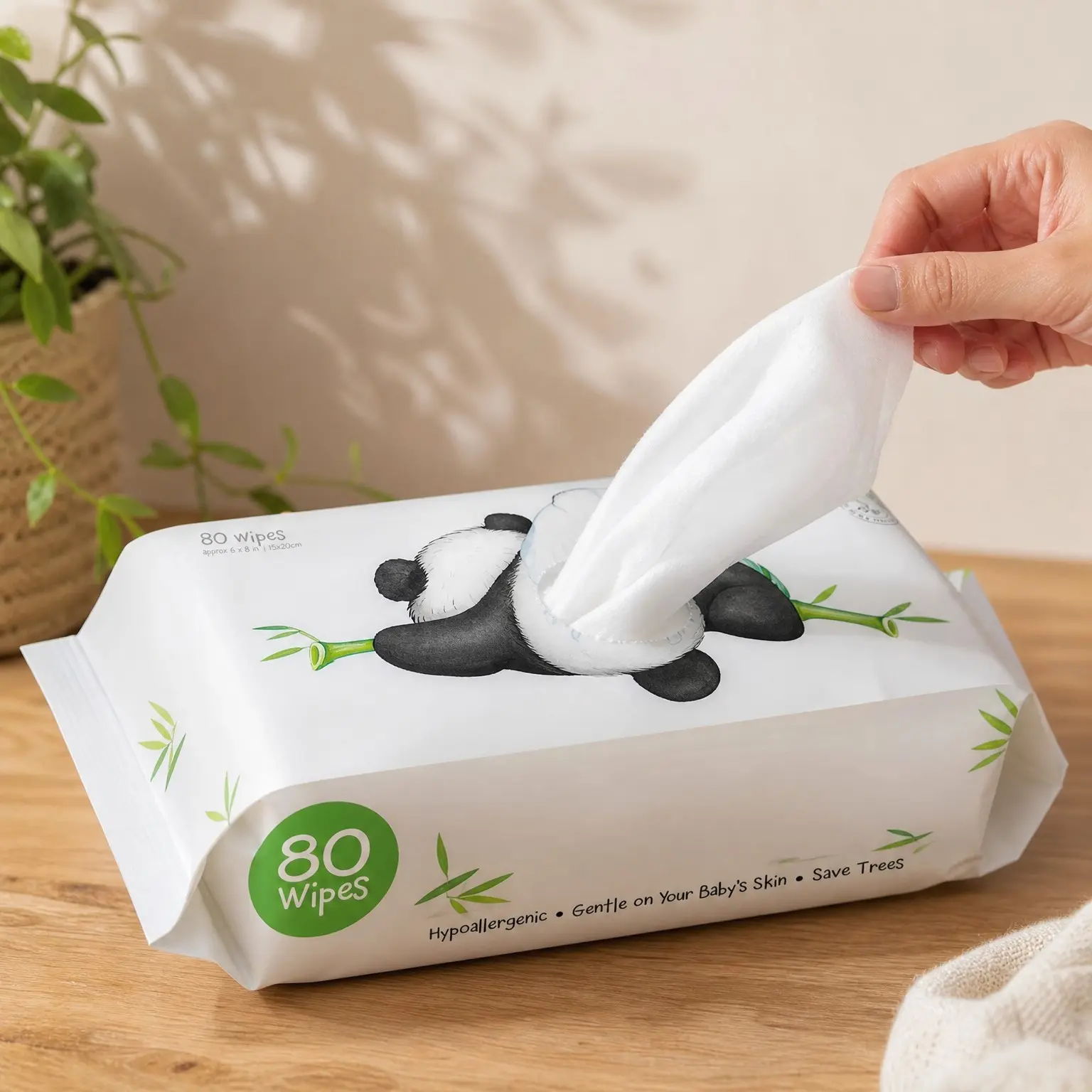 Bamboo Baby Wipes Unscented, Plant-Based Water Wipes for Sensitive Skin, 80 Count Soft Pack(Gift)