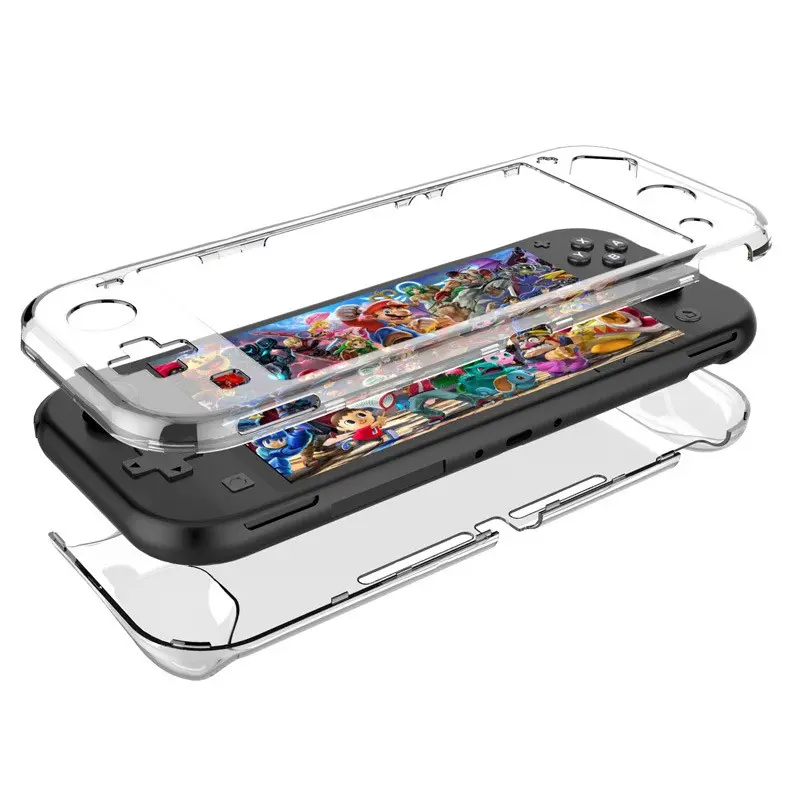 Switch Lite PC Clear Crystal Case, Full Coverage Protection Cover, Ns Top & Bottom Protective Shell, Durable Design for Nintendo Switch