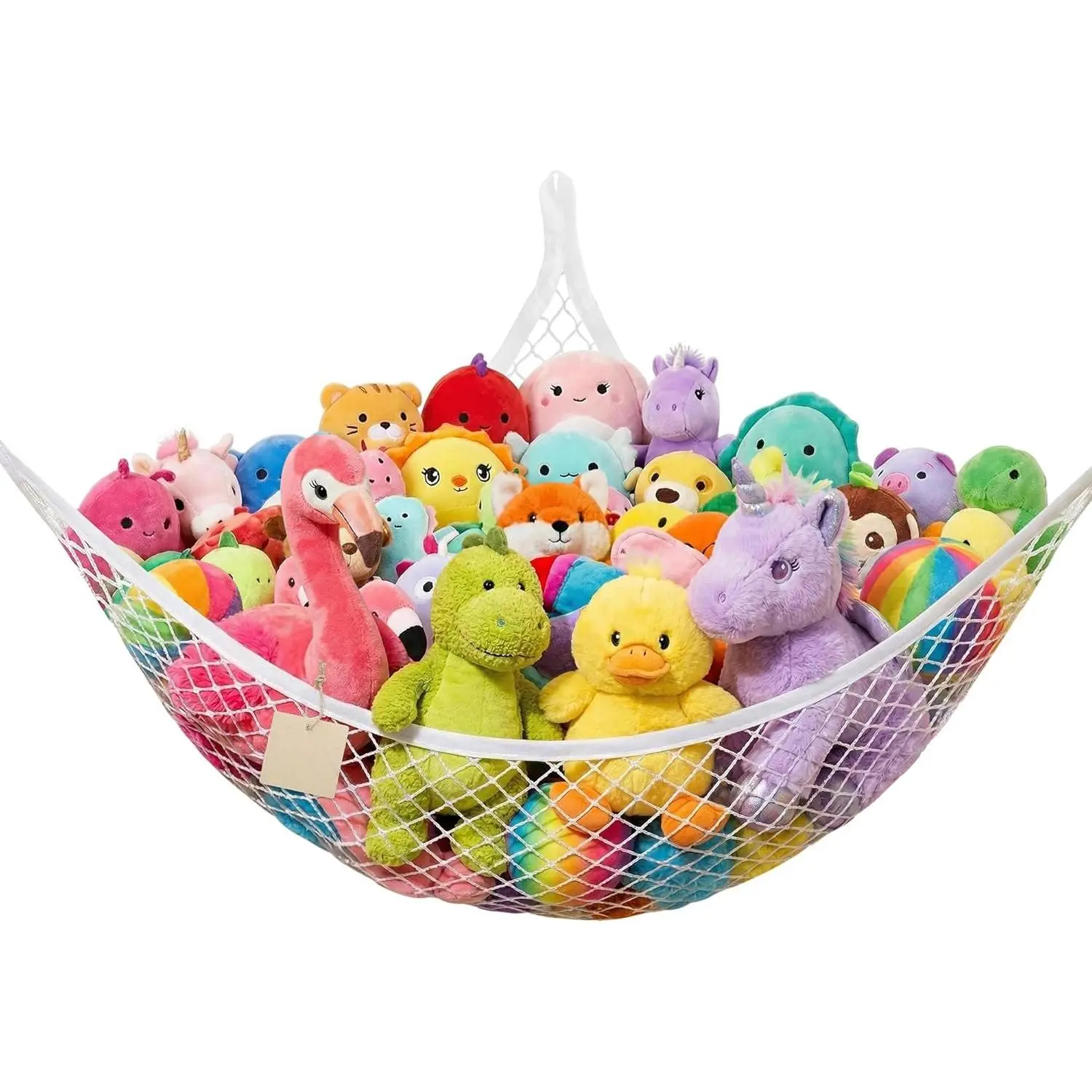 Stuffed  Net Hammock for Plushie Toys, Stuffed  Hammock Corner for ' Room Decor, Ideas for Organizing Stuffy Collection, White, L (67" x 40" x 40")-Pack of 1