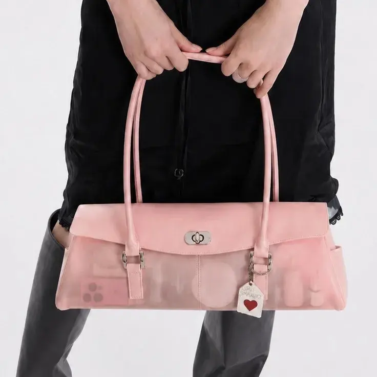 Women's Transparent PVC Jelly Bagel Bag - Summer New Style, 2-Cover, Pure/Candy Color Beach Messenger Crossbody Bag