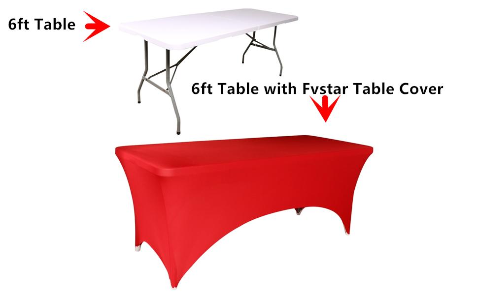 6FT Table Cloth Fitted Tablecloth for 6 Foot Rectangle Folding Tables Stretchy Washable TableCover Spandex Table Covers for,Trade Shows,Wedding,Cocktail,Banquet,Festival,2 Pack