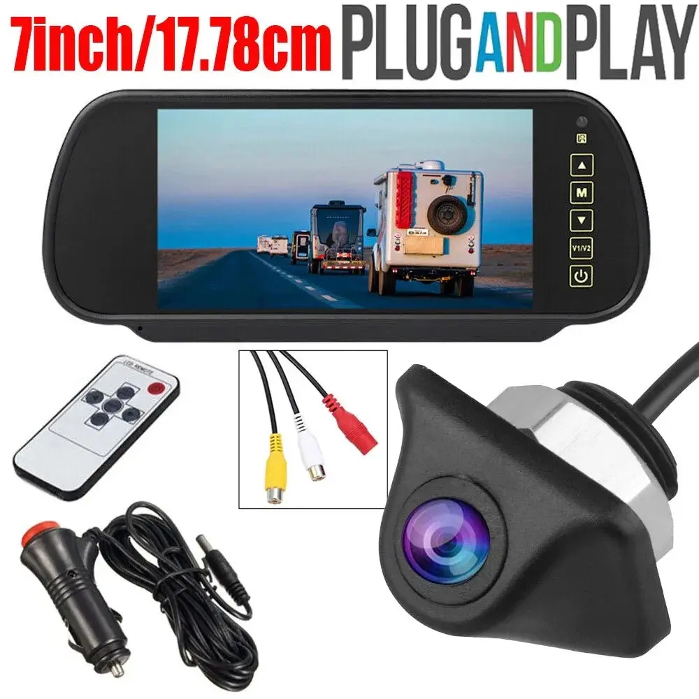 7 Inch Rearview Mirror Display + Night Vision Backup Camera, Parking Assistant, Easy Installation, Car Accessories