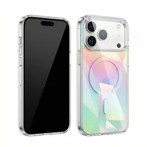 Compatible with Compatible with iPhone 17 Pro Max/ 16/15 /14/13 /12/s26/s25/s24/s23 Color-coated phone case, geometric triangular magnetic suction case, gradient color full-coverage phone case -HN625-20