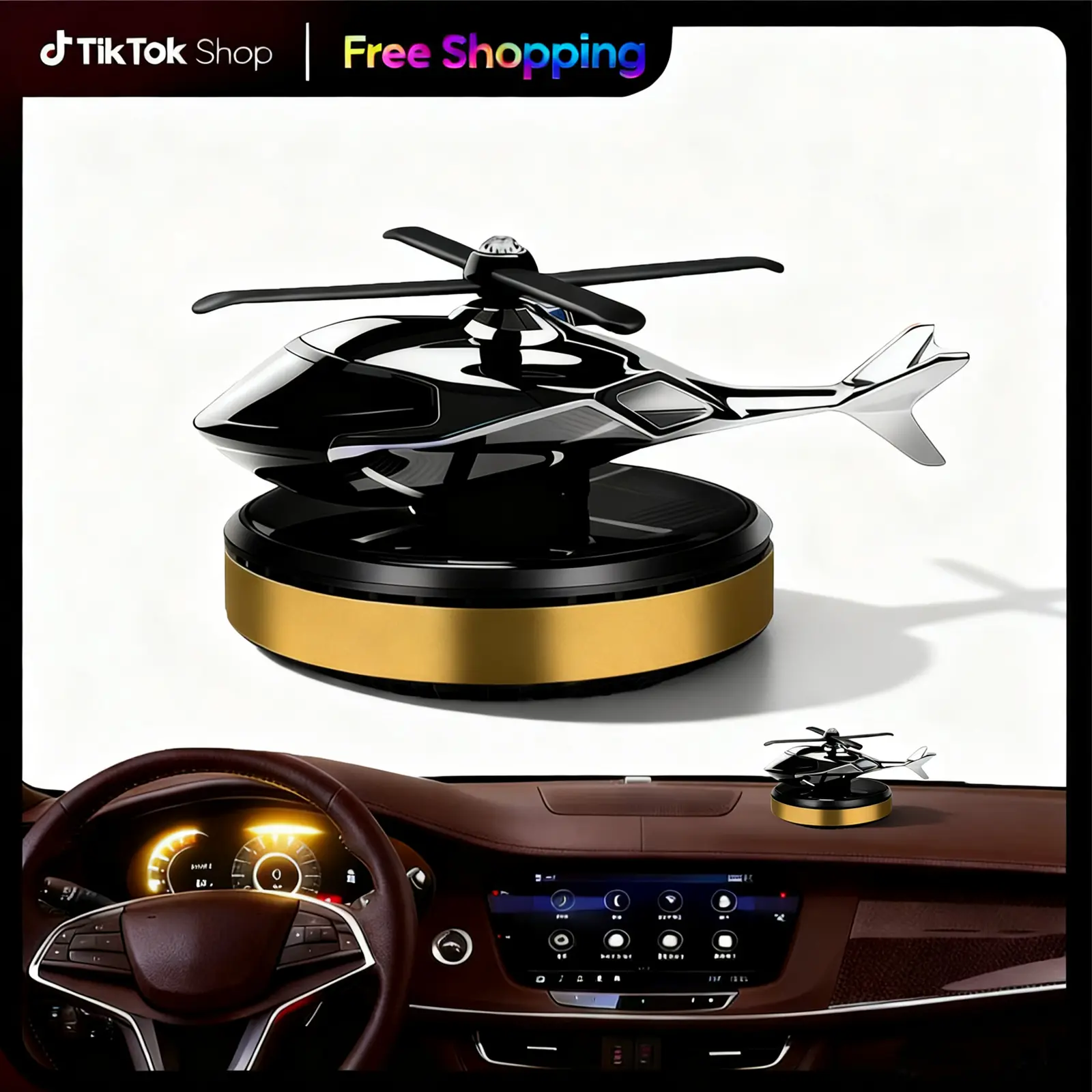 Helicopter Car Air Fresheners with Solar Rotating, Car Diffuser for Essential Oils, Relieve Stress and Purifie Odors, Car Interior Dashboard Decoration, Car Interior Decor, Universal Car Interior Decoration Accessories