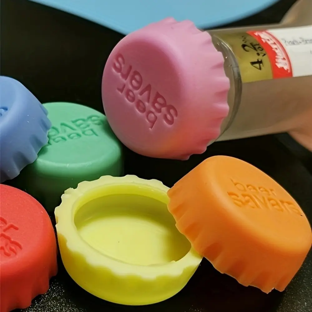 Reusable silicone bottle cap set - Reusable Lids, Replacement Lids, durable, tightly sealed, suitable for beverages such as beer, wine, vinegar, etc. Practical storage