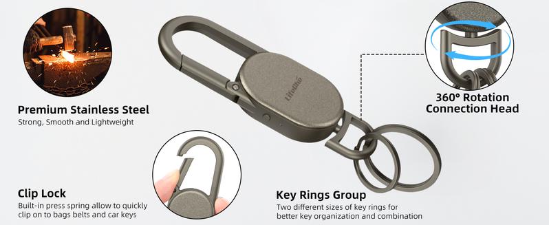 Keychain, Key Finder Built-in Anti-Loss Tracker, Heavy Duty Key Holder, Premium Stainless Steel Keychain Carabiner For Car Keys with GPS Global Locator Tracking Waterproof (Rose Gold) Keychain, Key Finder Built-in Anti-Loss Tracker, Heavy Duty Key Holder, Premium Stainless Steel Keychain Carabiner For Car Keys with GPS Global Locator Tracking Waterproof (Rose Gold)