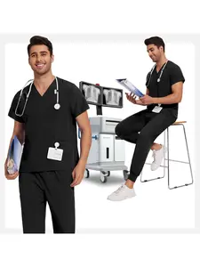 Unisex Pet Uniform Quick Drying Medical Care Scrub Set Dental Clinic Doctor Work Uniform Multi-Colour Scrub Set Men's Veterinary Overalls
