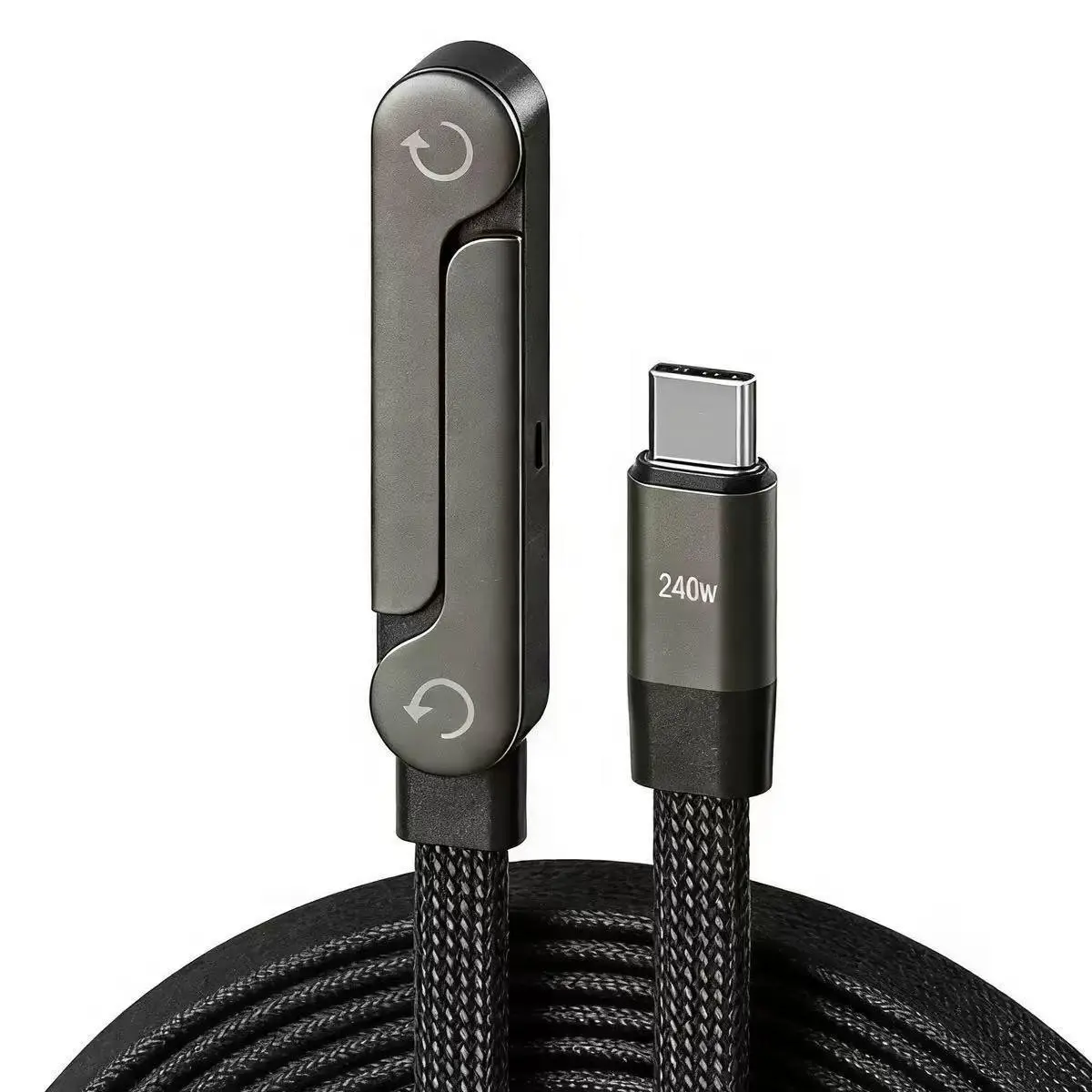 Super Fast Charging Stand Data Cable, Invisible Flat Charger, USB-C Dual-In-One, Foldable 90 Degrees, Braided Wire, No Power Adapter, Cellphone