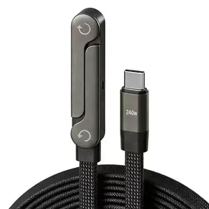 Super Fast Charging Stand Data Cable, Invisible Flat Charger, USB-C Dual-In-One, Foldable 90 Degrees, Braided Wire, No Power Adapter
