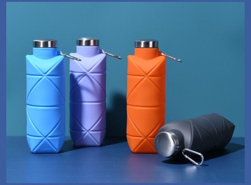 Platinum Silicone Diamond Foldable Cup 700ml Portable Water Bottle for Outdoor Sports
