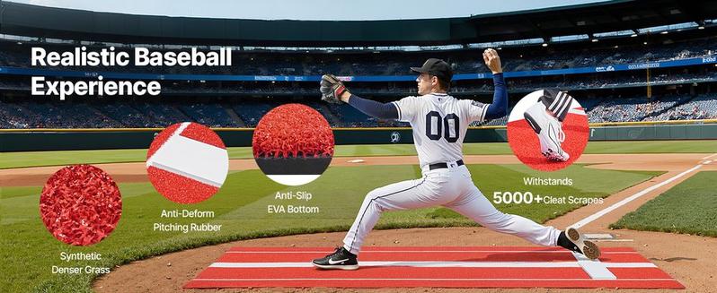 10x3ft Softball Pitching Mat Baseball Pitching Rubber Mound for Indoor Outdoor