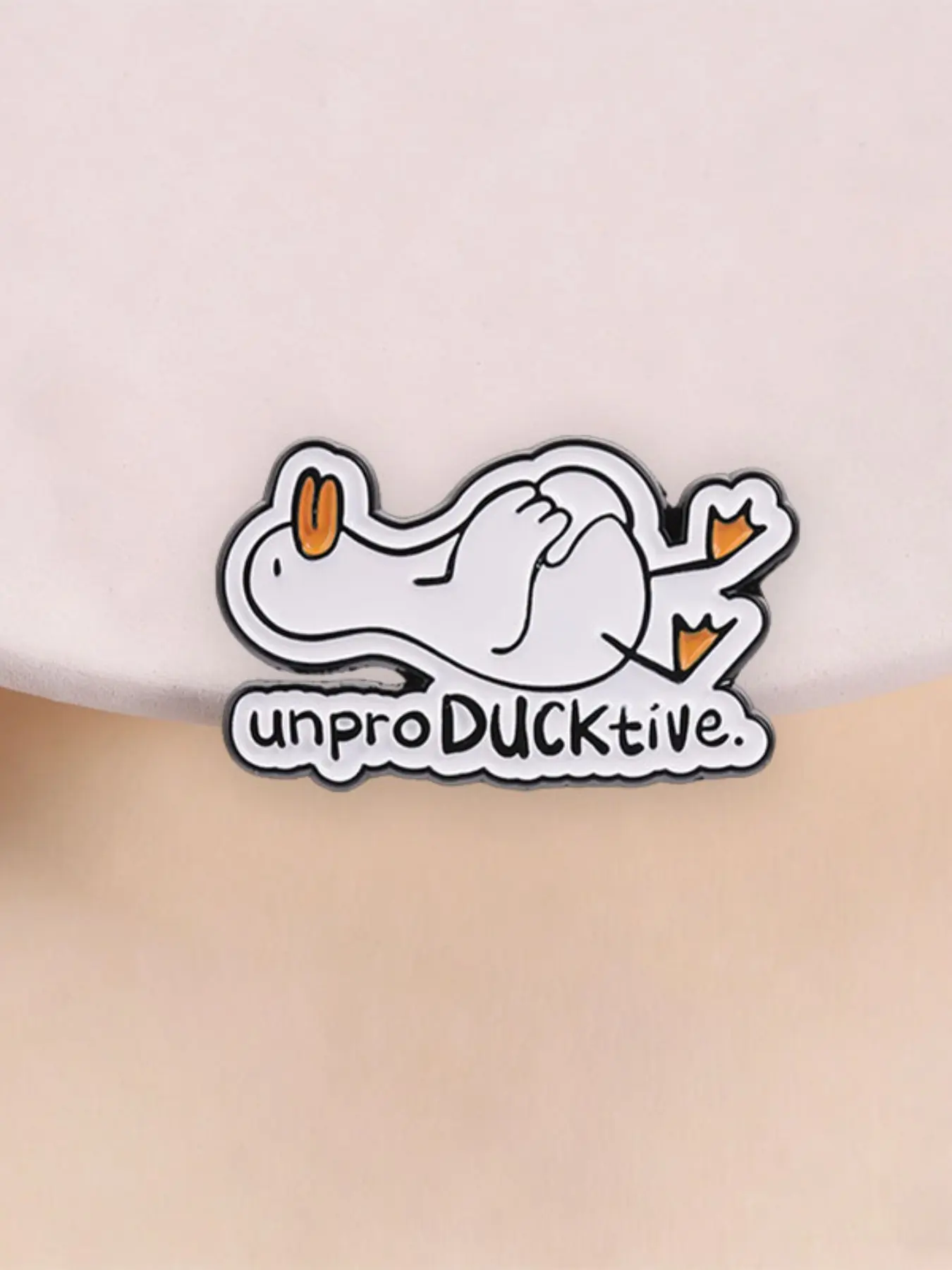 Cartoon Lazy Duck Enamel Pin UnproDUCKtive White Goose Cute Animal Alloy Brooch Lapel Backpack Clothing Decor Badge Fashion Jewelry Accessories Gift for Friends