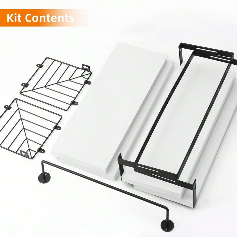 3+1 Tier Wall Mounted Bathroom Shelves Over Toilet, Rustic Wood Floating Shelves With Metal Frame And Towel Bar For Bathroom, Kitchen, Bedroom, Living Room, Home Decor, Bathroom Decor, Bathroom Organizer Summer