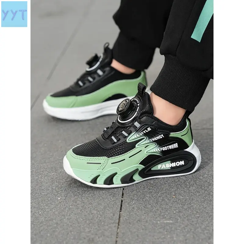 YYT1  Low-Top Shoes, Athletic Shoes, Training Shoes, PU Leather Casual Running Sneakers, Color Block Sneakers, Anti-Breathable Comfortable Boys & Girls, Kids Shoes