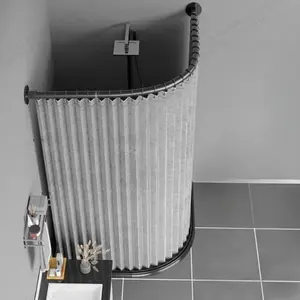 Foldable Privacy Bath Curtain, Hook Holes, Wave Fold Polyester, High-Quality, Bathroom Decor, Closet Divider, Toilet Use, Aesthetic Shower Curtain