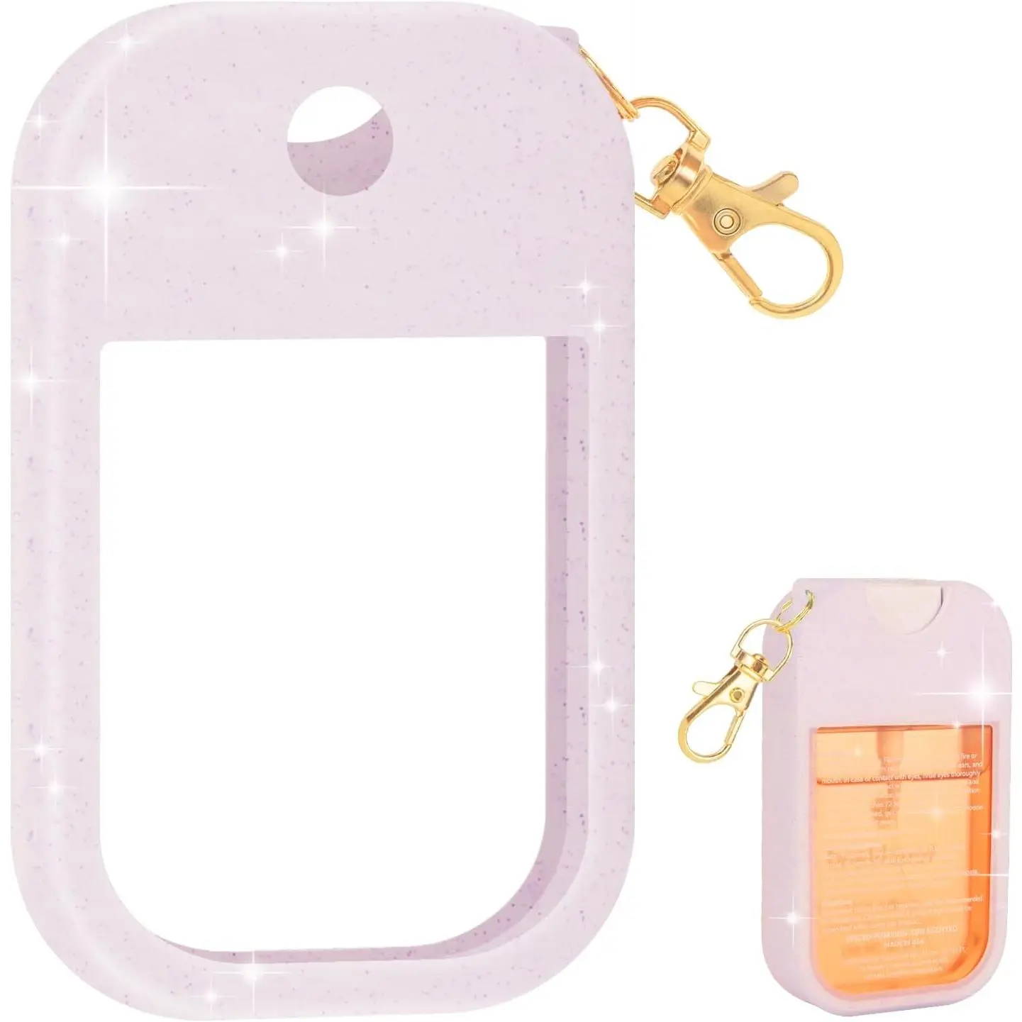 Hand Sanitizer Spray Case Compatible with Touchland, Silicone Hand Sanitizer Case Holder with Keychain for Power Mist and Glow Mist 1 fl oz, (Glitter Sequin Purple)