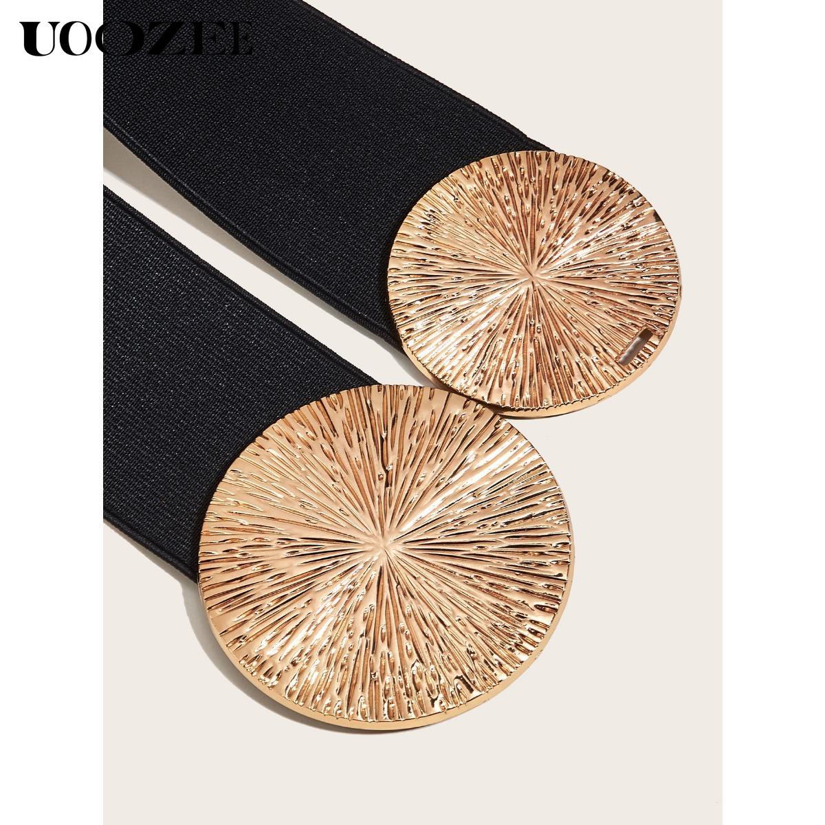 Fashionable European and American style belt for women to decorate coats and dresses, belts to tighten waist, elastic waistband for suits, wide Waist width 2.35inch, length 27inch, suitable for waist circumference 27~31.5inch Round Modern