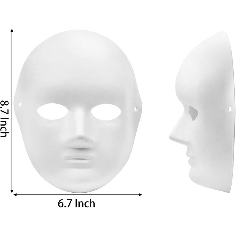 40 Pack DIY Full  , 2 Sizes Paintable White Plain , Paper Mache Mask for  Halloween Christmas Mardi Gras Masquerade Dance Party, Blank Costume