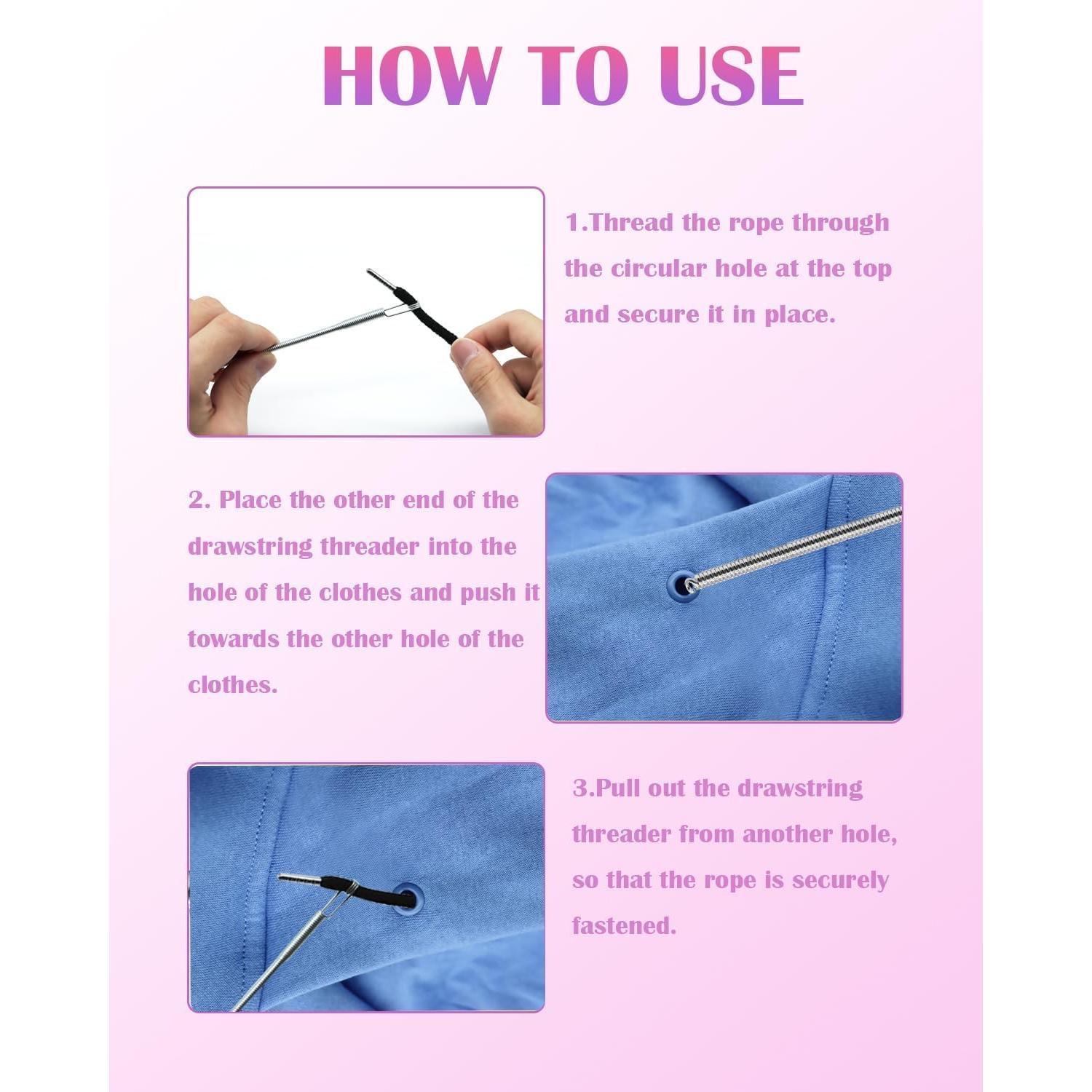 Spring Drawstring Threader,4Pcs Flexible and Elastic Drawstring Threader Tool DIY Rope Threader Clip Hoodie String Replacement Drawstring Puller for Sweatpants,Shorts,Jackets,Coat
