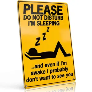 8x12 Bright Yellow Aluminium Metal Door Sign - "Please Do Not Disturb I'm Sleeping" Funny Introvert Privacy Reminder, Lightweight Durable Home Decor for Bedroom Door, Dorm Entry