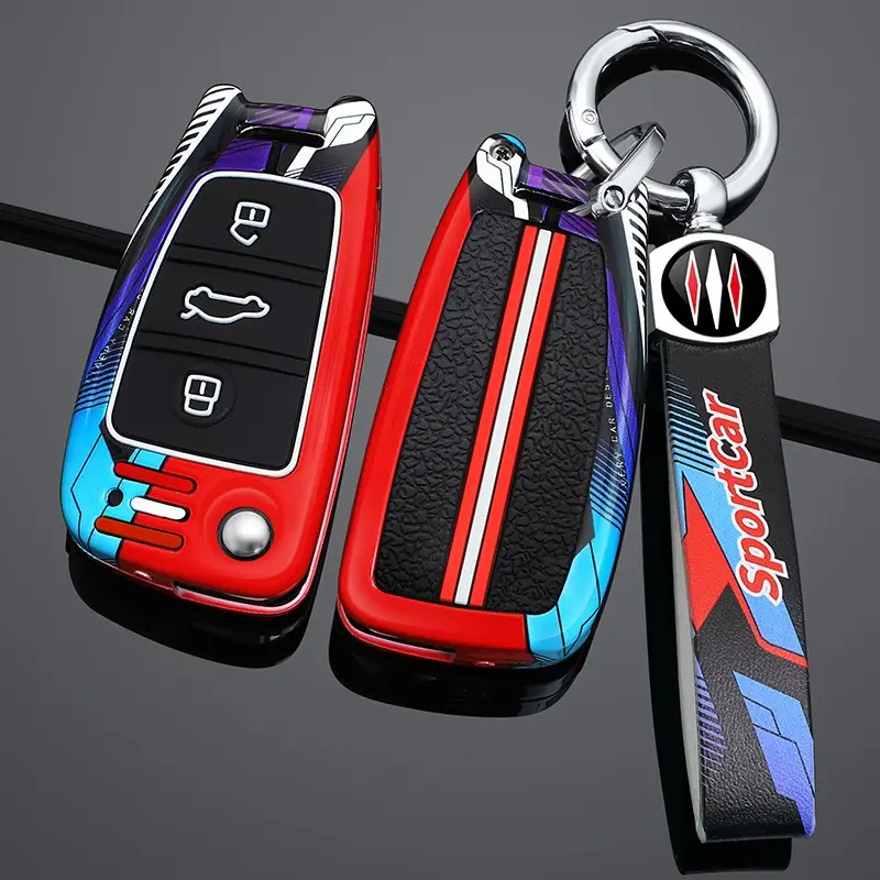 For Audi A1 A3 8P 8L A4 A5 B6 B7 A6 A7 C5 C6 4F Q3 Q5 Q7 Q8 TT S3 S4 S6, Zinc Alloy 3 Buttons Car Foldable key Case Cover Protection Shell, Scratch-Resistant & durable Car Interior Accessories