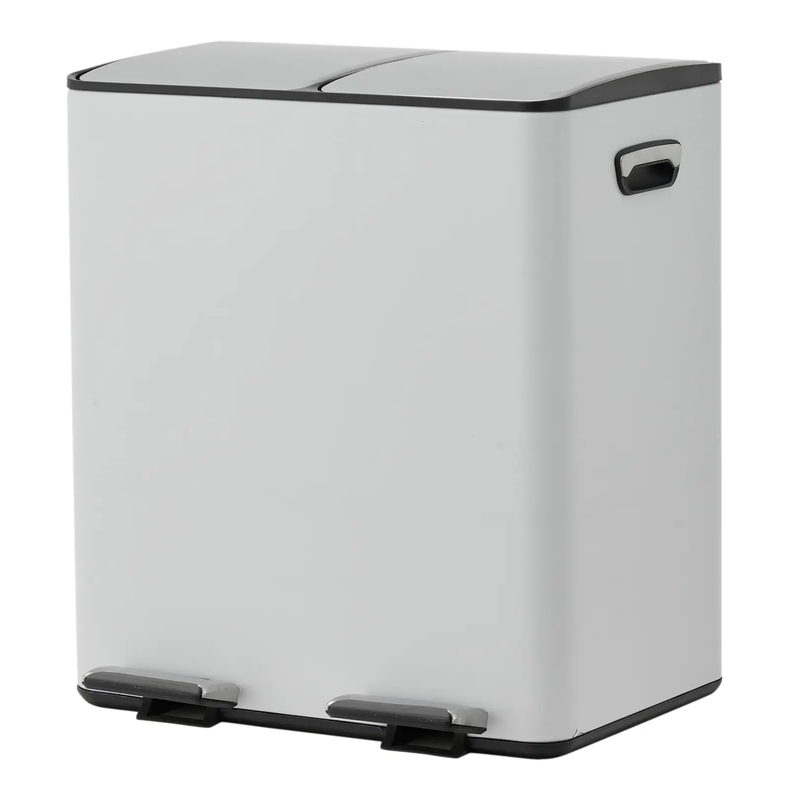 Dual Compartment Stainless Steel Kitchen Trash Can 40L (2 x 20L) – Soft-Close Lid – Removable Inner Buckets – Hands-Free Non-Slip Pedal – Waste Separation and Recycling Bin – Home Fundamental