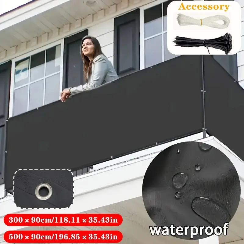 1pc Oxford Fabric Balcony Fence Privacy Screen, Sun Protection Shade Stair Rail Cover, Ideal for Walls, Garden, Backyard, Patio, Outdoor Home Decor