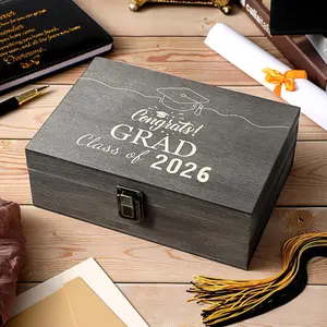 Graduation Memory Keepsake Box with Custom Photo 2026 Large Grad Card Box with Customized Picture Gift for Him Her Graduate High School Grad Party Black Classic