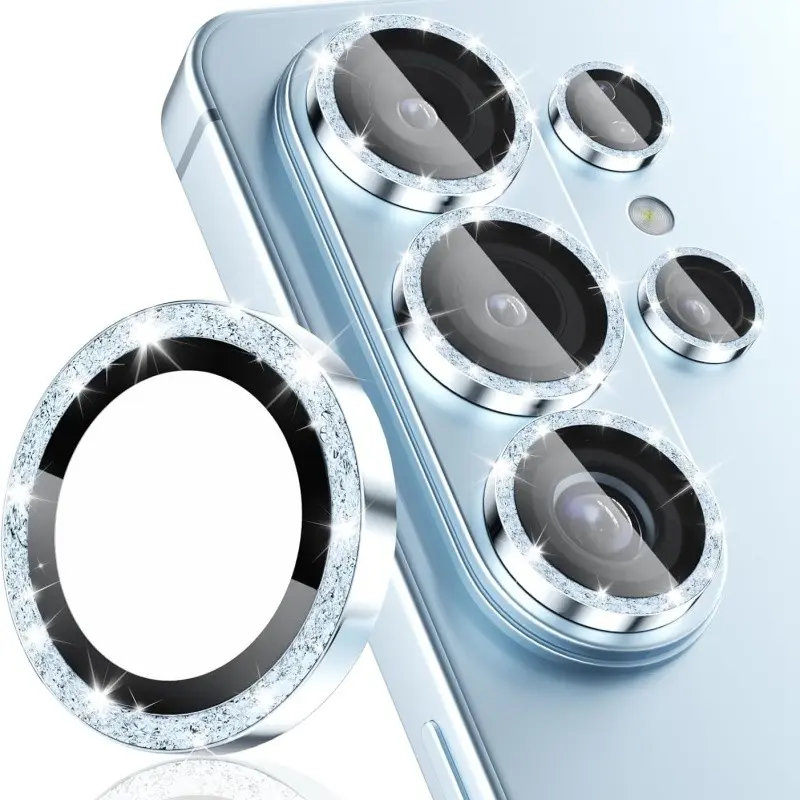 Samsung Galaxy S26/s25 Ultra Camera Lens Protector, 9h Tempered Glass, Aluminum Alloy Ring, Sparkle Decoration, High Clarity