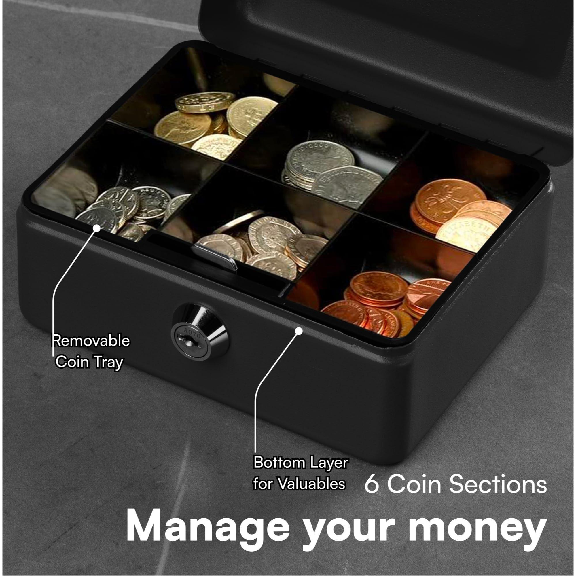 Money Box with Combination Lock, 1 Count Durable Security Lock Box with Money Tray, Money Organizer for Home Office, Perfect for Retailers, Personal Use