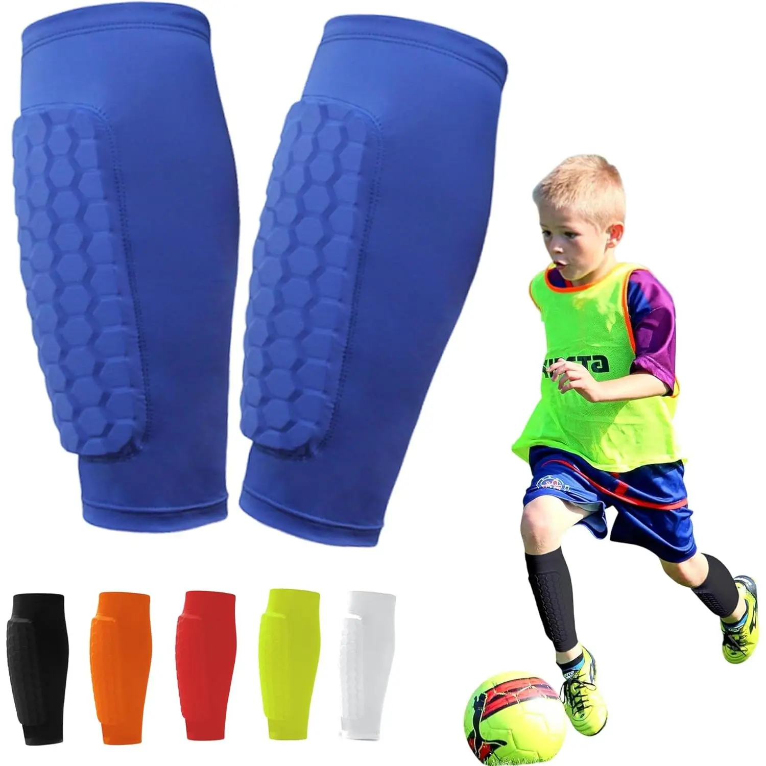 Outdoor activitiesSoccer Shin Guards P for Youth Adult| Shin Defender Shin Guards Kids, Calf Compression Sleeve with Honeycomb P, Protective Soccer Shin P Gear for Boys, Girls