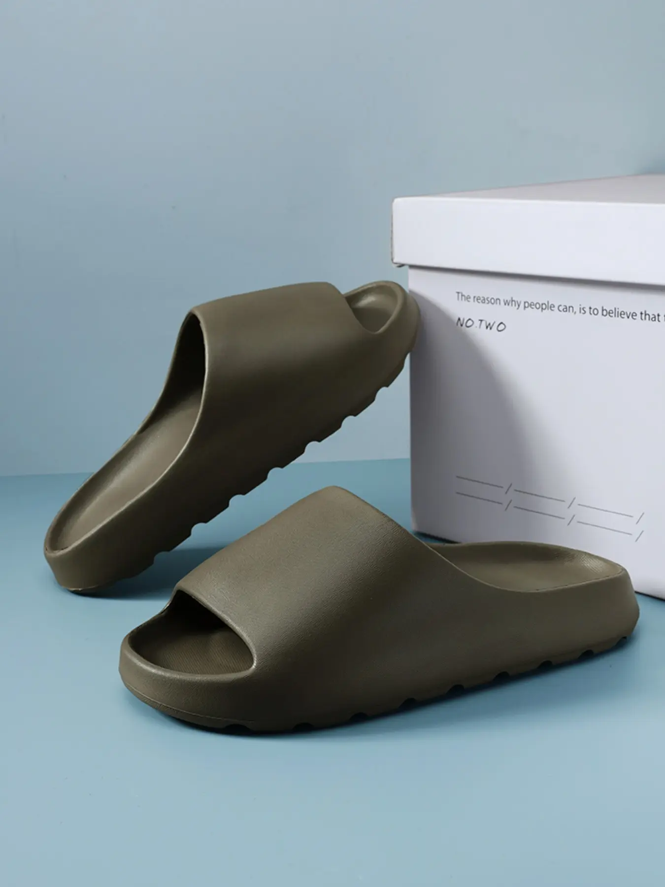 Men's Thick Sole Cloud Slippers, Eva Soft Pad Open-Toe Shoes, Anti-Slip Quick-Dry Shower Sandals, Indoor Outdoor Pillow Slippers
