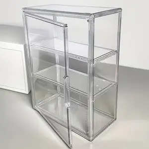 3-Tier Transparent Acrylic Display Cabinet, Durable Lightweight Storage Solution for Collectibles, Retail Stores, Home Office