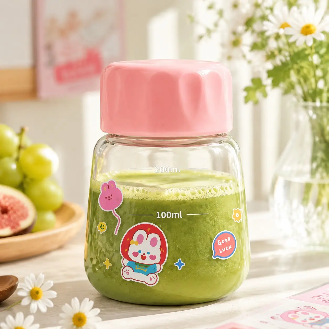 High-Profile Mini Fat Cup, Matcha Shaker Cup, Cute Coffee Fat Cup, Portable Mini Cup, Simple Glass Cup with Measurement Marks