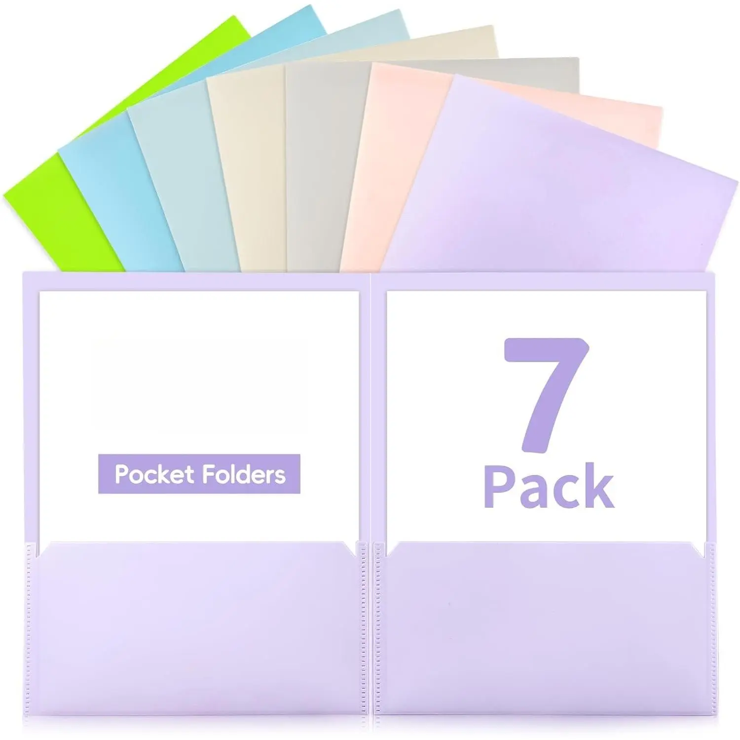 Plastic Folders with Pockets (7 Pack,Sweet Colors),Fit Letter Size Paper,Durable Heavy Duty,2-Pocket Folder for School Office or ,Durable Acid-Free Poly, to School Supplies