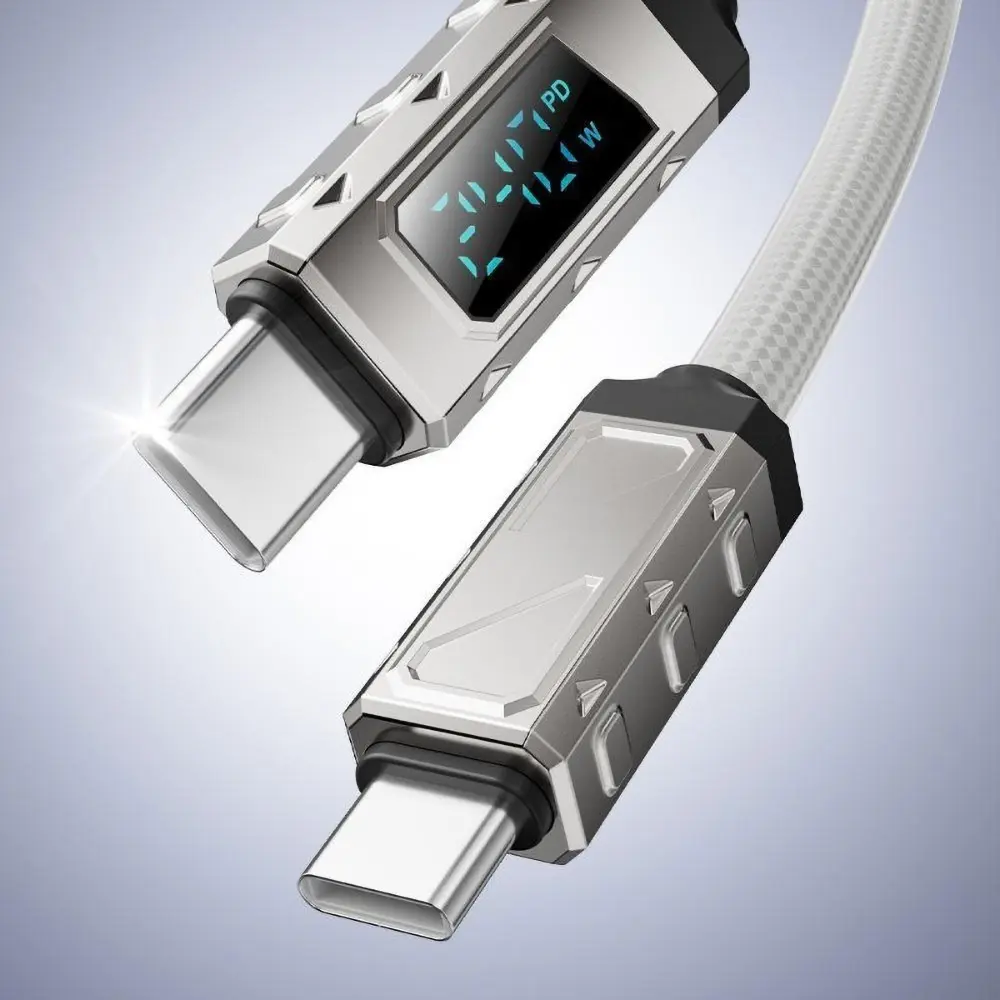 240w Fast Charging Braided Data Cable, Smart Digital Display, Bold Cable Outer Double Durability,High-Speed Type-C Cable, Durable & Reliable Connectivity